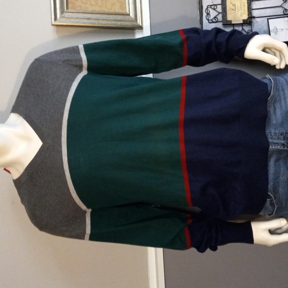 MERONA COLOR BLOCK LONG SLEEVE V NECK SWEATER - Picture 9 of 9